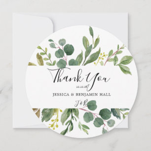 Watercolor Green Leaf Spring Wedding Thank You Card