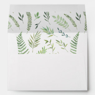Watercolor Green Leaf Wedding Envelope