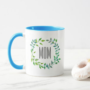 Watercolor Green Leaf Wreath Mother's Day Mug