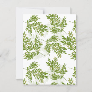 Watercolor Green Leafy Branches Pattern on Yellow Postcard