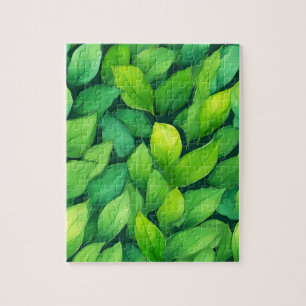 Watercolor Green Leaves Jigsaw Puzzle