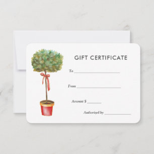 Watercolor Green Leaves Plant   Gift Certificate