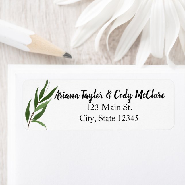 Watercolor green Leaves Wedding Address Label (Insitu)