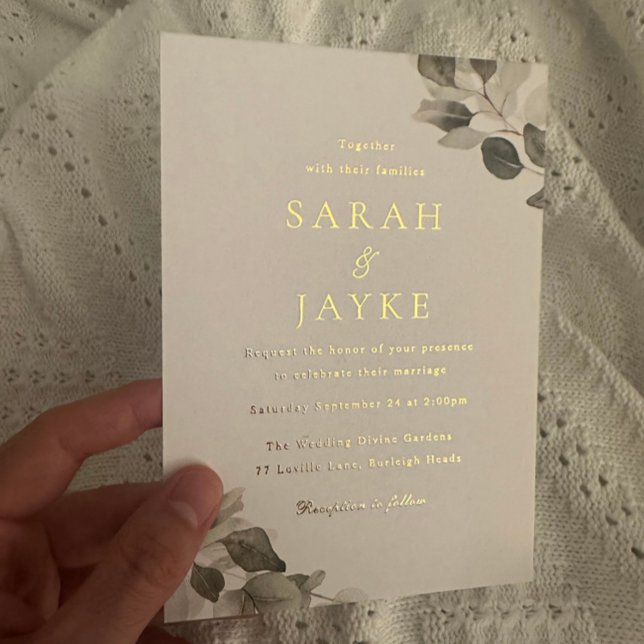 Watercolor Green Leaves Wedding Gold (Creator Uploaded)