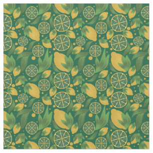 Watercolor Green Lemon Fruit Pattern  Fabric