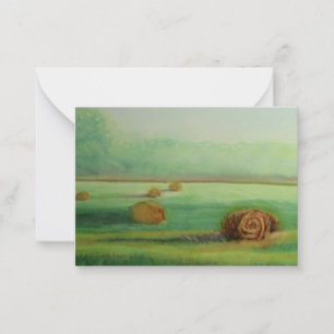 Watercolor Green meadow hay fields Card