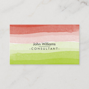 Watercolor Green Modern Abstract Brush Art Business Card