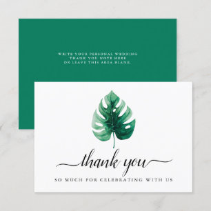Watercolor Green Monstera Leaf Thank You Card