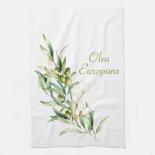 Watercolor Green Olive Branch Kitchen Towel