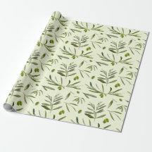 Watercolor Green Olive Branches