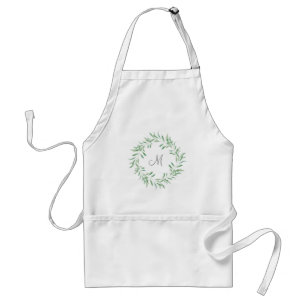 Watercolor Green Olive Wreath Standard Apron