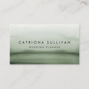 Watercolor Green Ombre Modern Business Card