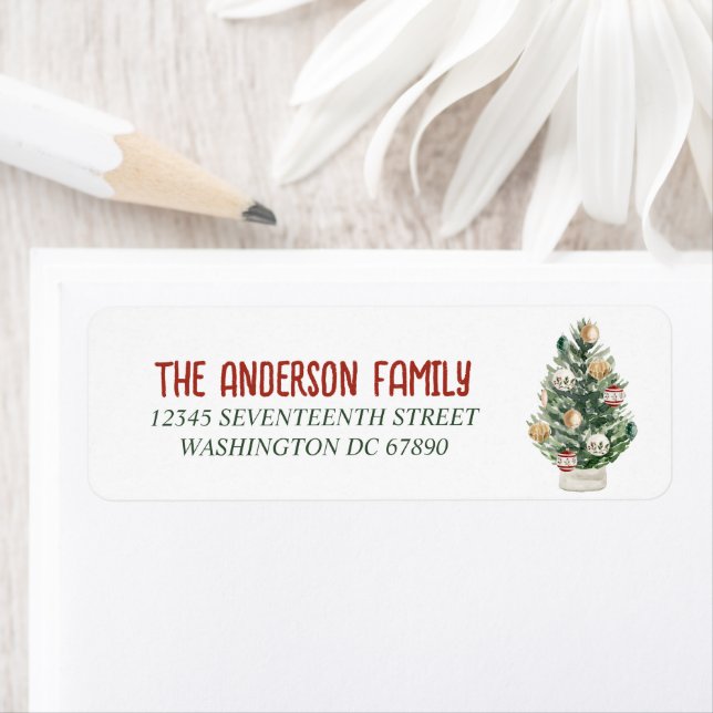 Watercolor Green Ornaments Tree Merry Christmas (Insitu)