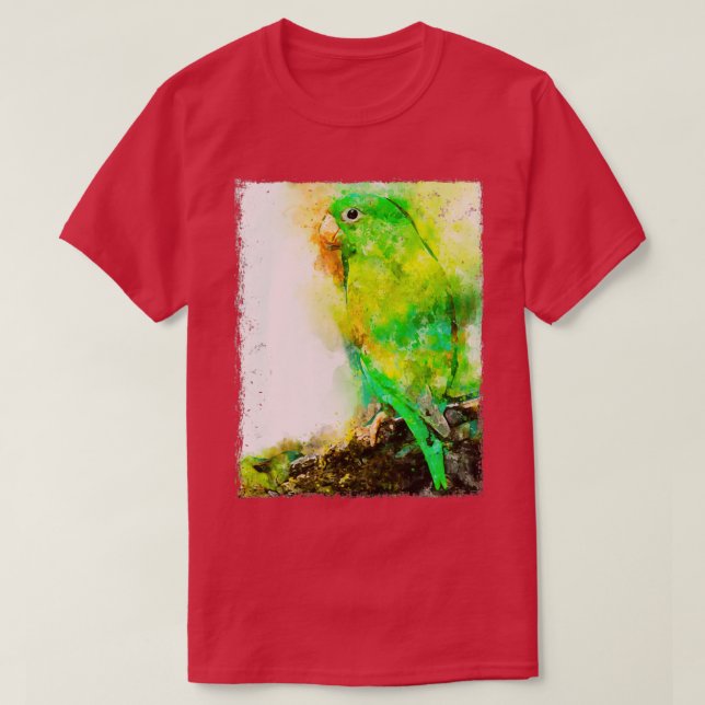 Watercolor Green parrot T-Shirt (Design Front)