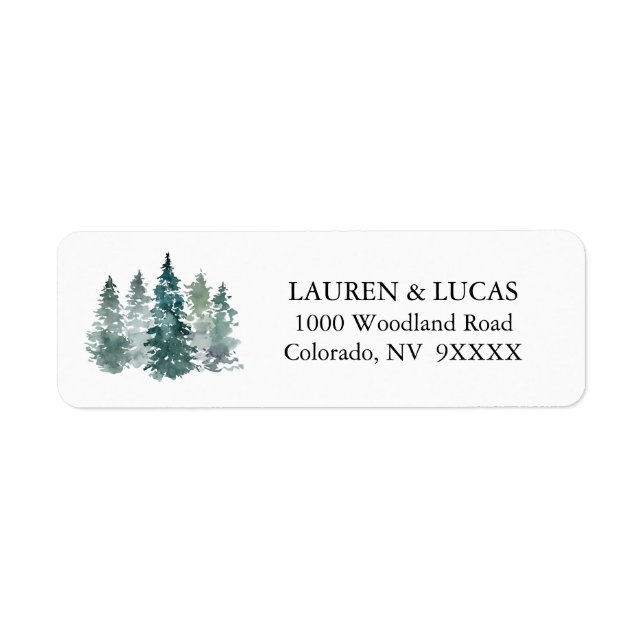 Watercolor Green Pine Spruce Trees Forest Wedding (Front)