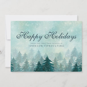 Watercolor Green Pine Trees Holiday Greetings