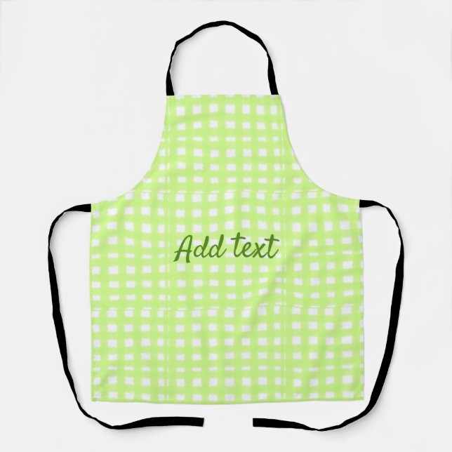 Watercolor green plaid ginham personalised add tex apron (Front)