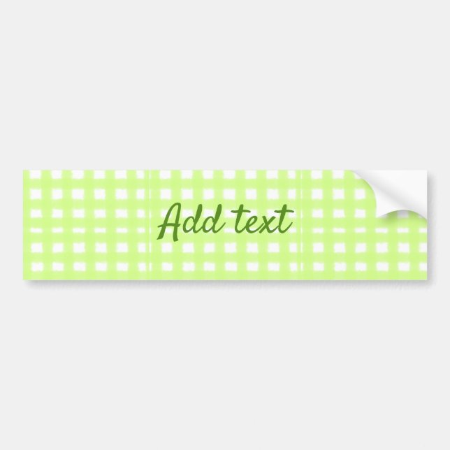 Watercolor green plaid ginham personalised add tex bumper sticker (Front)