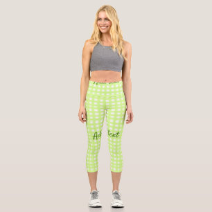 Watercolor green plaid ginham personalised add tex capri leggings