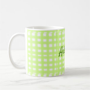 Watercolor green plaid ginham personalised add tex coffee mug