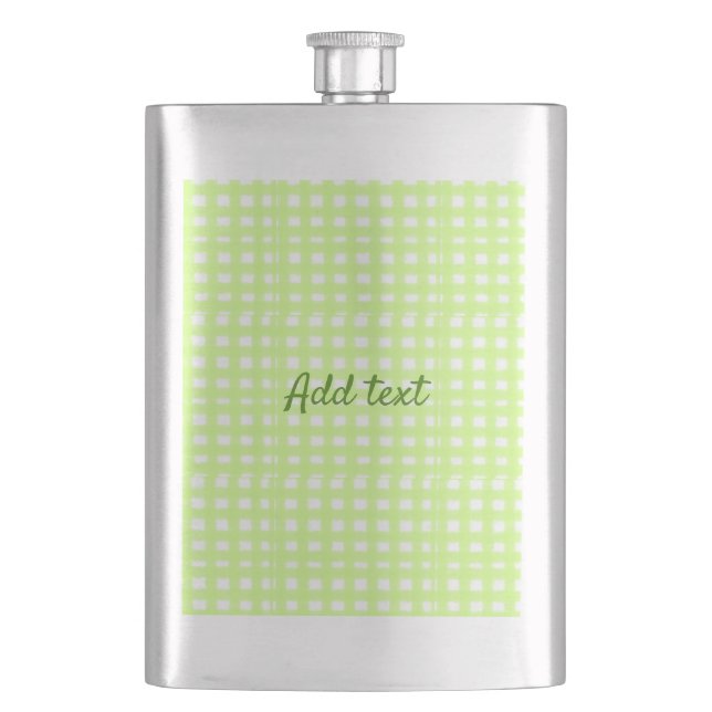Watercolor green plaid ginham personalised add tex hip flask (Front)