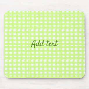 Watercolor green plaid ginham personalised add tex mouse mat