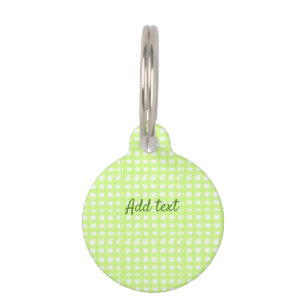 Watercolor green plaid ginham personalised add tex pet tag