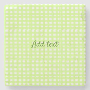 Watercolor green plaid ginham personalised add tex stone coaster