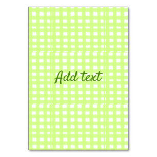 Watercolor green plaid ginham personalised add tex table number
