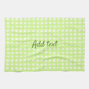 Watercolor green plaid ginham personalised add tex tea towel