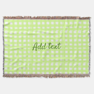 Watercolor green plaid ginham personalised add tex throw blanket