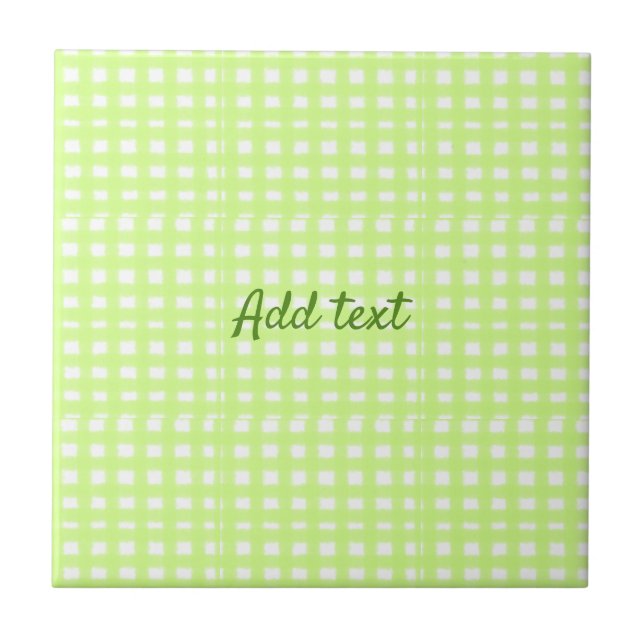 Watercolor green plaid ginham personalised add tex tile (Front)