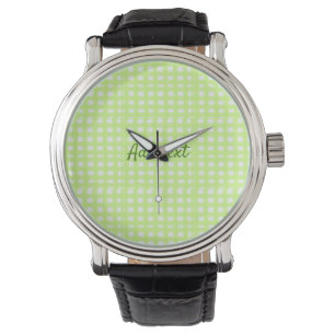 Watercolor green plaid ginham personalised add tex watch