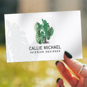 Watercolor Green Plant  Business Card