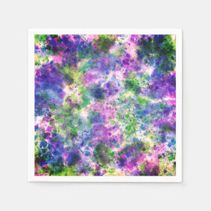 Watercolor Green Purple Blue Paint Splash Abstract Napkin