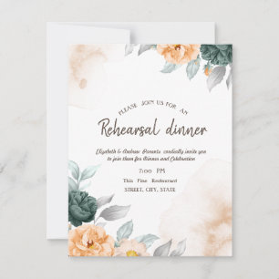 Watercolor Green Roses Rehearsal Dinner   Invitation