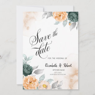 Watercolor Green Roses Save The Date