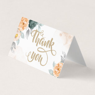 Watercolor Green Roses Thank You Business Card