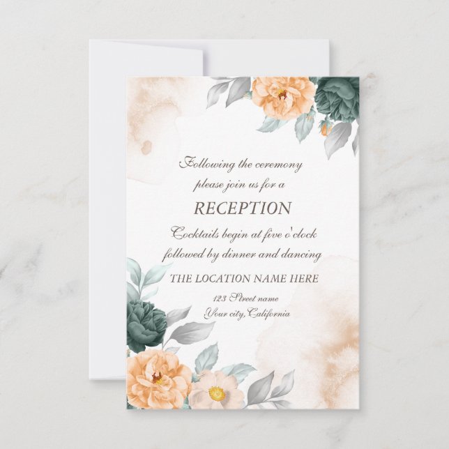 Watercolor Green Roses Wedding   Invitation (Front)