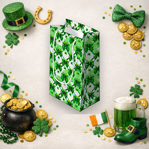 Watercolor Green Shamrock Plaid Pattern Small Gift Bag