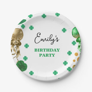Watercolor Green St Patrick 's Day Birthday Party Paper Plate