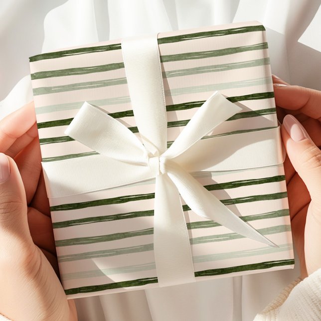 Watercolor Green Stripe Wrapping Paper (Creator Uploaded)