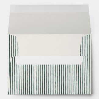 Watercolor Green Striped Christmas Return Address Envelope