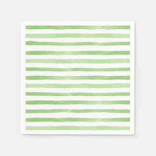 Watercolor Green Stripes Paper Napkin