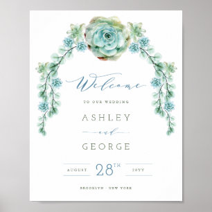 Watercolor Green Succulents Garden Wedding Sign