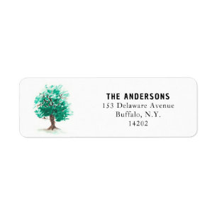 Watercolor Green Summer Tree Return Address