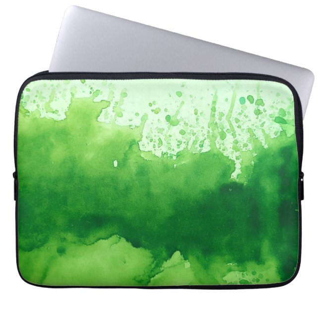 watercolor green texture laptop sleev laptop sleeve (Front)