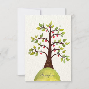 Watercolor Green Tree Wedding Reception Card