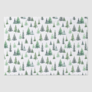 Watercolor Green Trees Forest Pattern Tissue Paper
