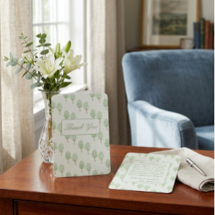 Watercolor Green Trees Memorial Funeral Thank You Card